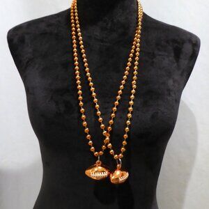 NEW 30” FOOTBALL SUPER BOWL TAILGATE MARDI GRAS PARTY BEAD BEADED NECKLACE SET